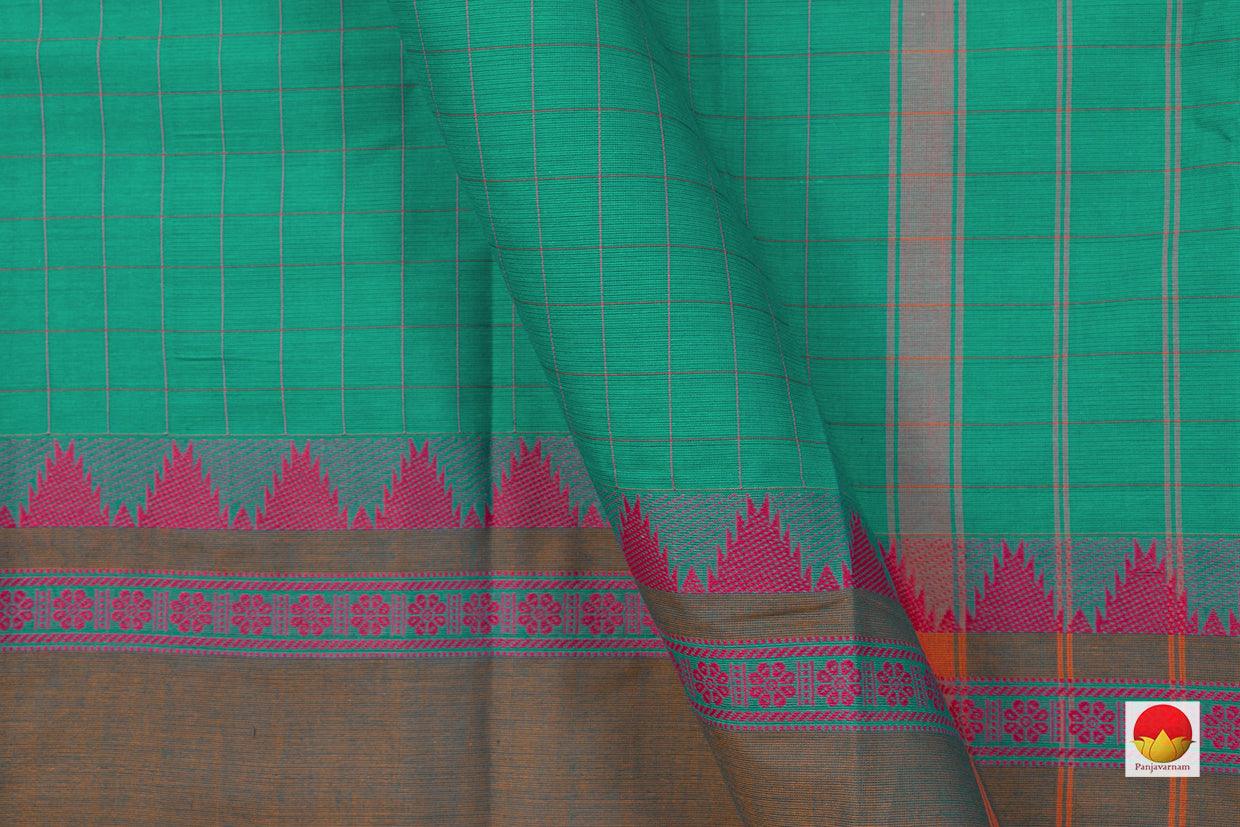 Sea Green Chettinad Cotton Saree For Casual Wear PV SK CC 121 - Cotton Saree - Panjavarnam PV SK CC 121