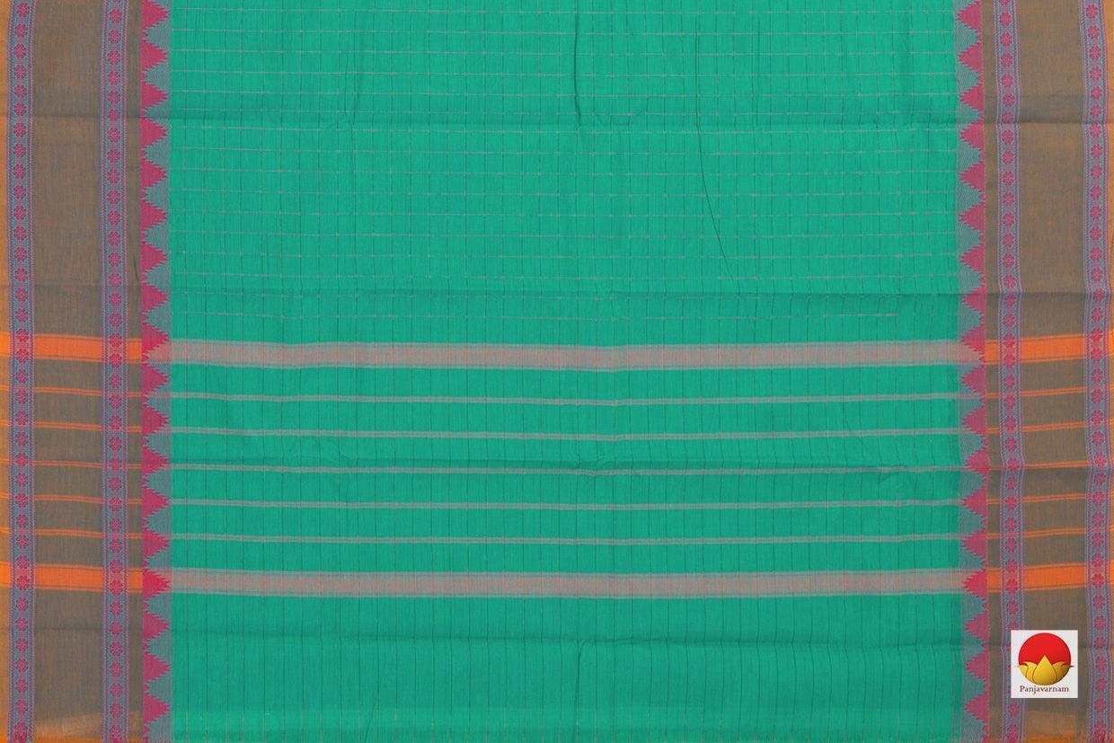 Sea Green Chettinad Cotton Saree For Casual Wear PV SK CC 121 - Cotton Saree - Panjavarnam PV SK CC 121