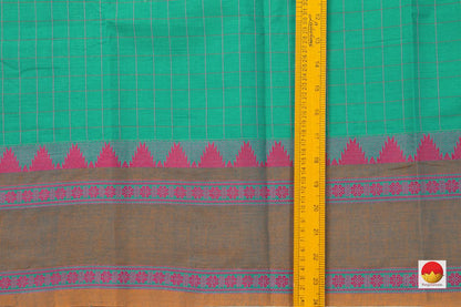 Sea Green Chettinad Cotton Saree For Casual Wear PV SK CC 121 - Cotton Saree - Panjavarnam PV SK CC 121