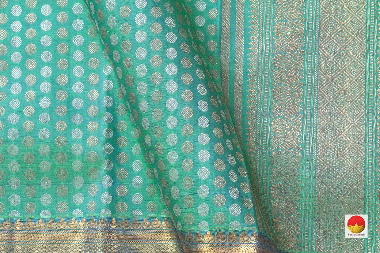 Sea Green Kanchipuram Silk Saree Handwoven Pure Silk Pure Zari For Wedding Wear PV NYC 953 - Silk Sari - Panjavarnam