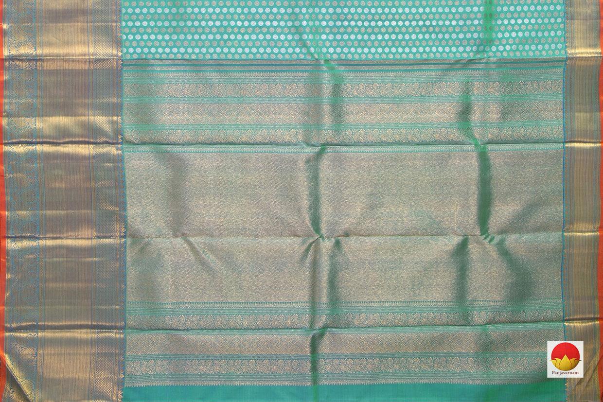 Sea Green Kanchipuram Silk Saree Handwoven Pure Silk Pure Zari For Wedding Wear PV NYC 953 - Silk Sari - Panjavarnam