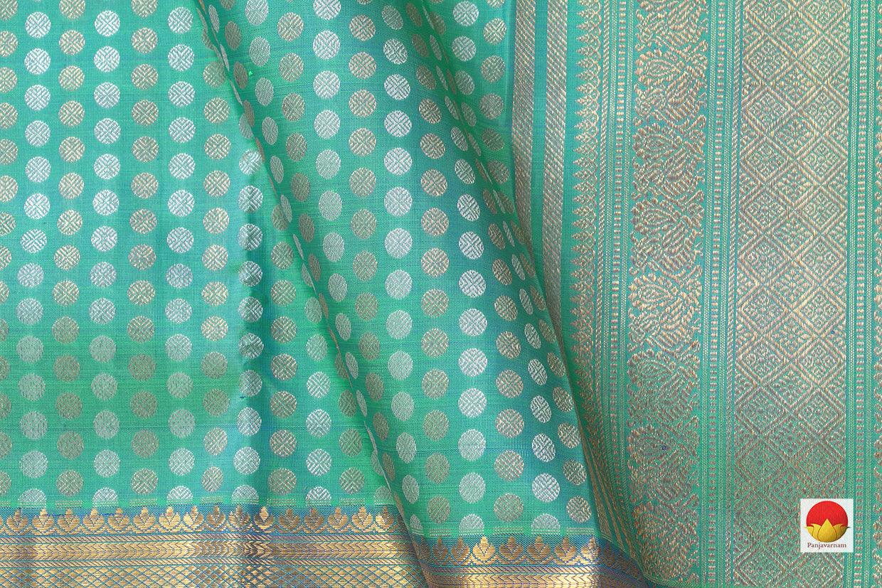 Sea Green Kanchipuram Silk Saree Handwoven Pure Silk Pure Zari For Wedding Wear PV NYC 953 - Silk Sari - Panjavarnam PV NYC 953