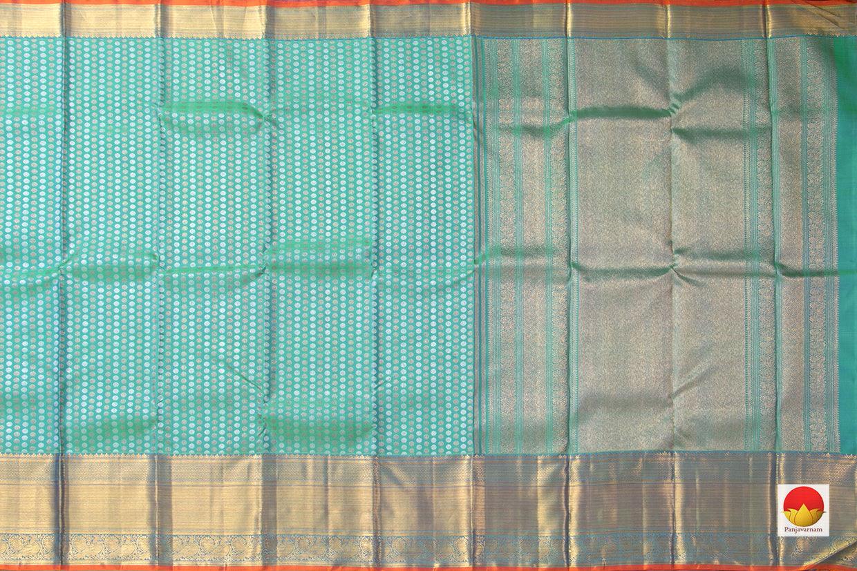 Sea Green Kanchipuram Silk Saree Handwoven Pure Silk Pure Zari For Wedding Wear PV NYC 953 - Silk Sari - Panjavarnam PV NYC 953