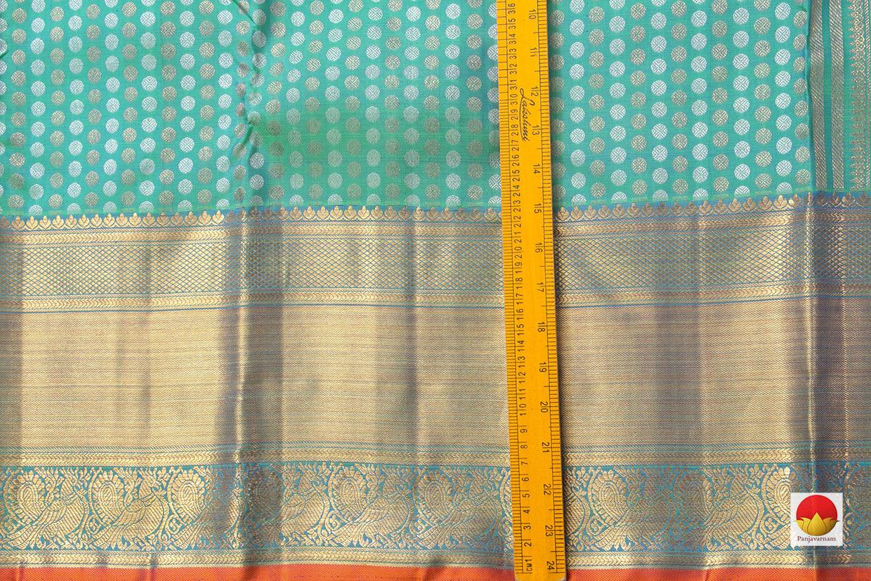 Sea Green Kanchipuram Silk Saree Handwoven Pure Silk Pure Zari For Wedding Wear PV NYC 953 - Silk Sari - Panjavarnam PV NYC 953