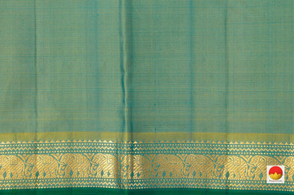 Sea Green Kanchipuram Silk Saree Handwoven Pure Silk Pure Zari Short Border Light Weight - PV J 5650 - Silk Sari - Panjavarnam J 5650