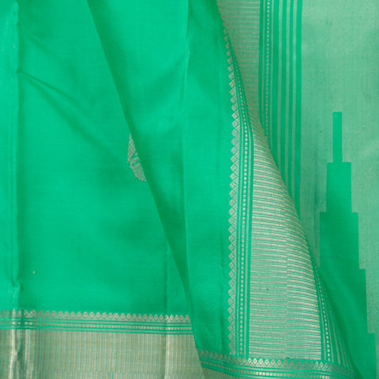 Sea Green Kanchipuram Silk Saree With Silver Zari For Party Wear PV RM 450 - Silk Sari - Panjavarnam PV RM 450