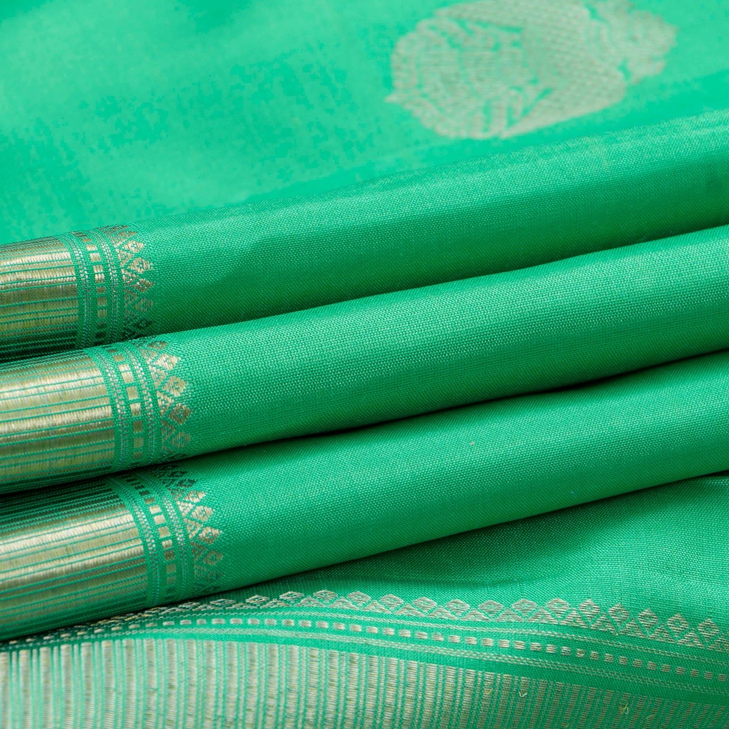 Sea Green Kanchipuram Silk Saree With Silver Zari For Party Wear PV RM 450 - Silk Sari - Panjavarnam PV RM 450
