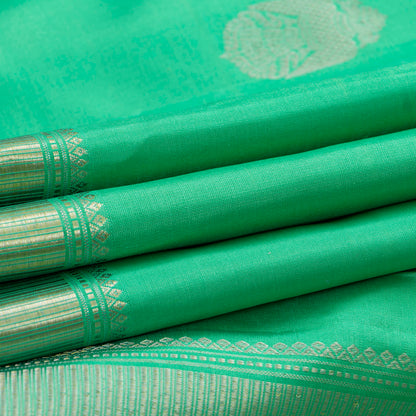 Sea Green Kanchipuram Silk Saree With Silver Zari For Party Wear PV RM 450 - Silk Sari - Panjavarnam PV RM 450
