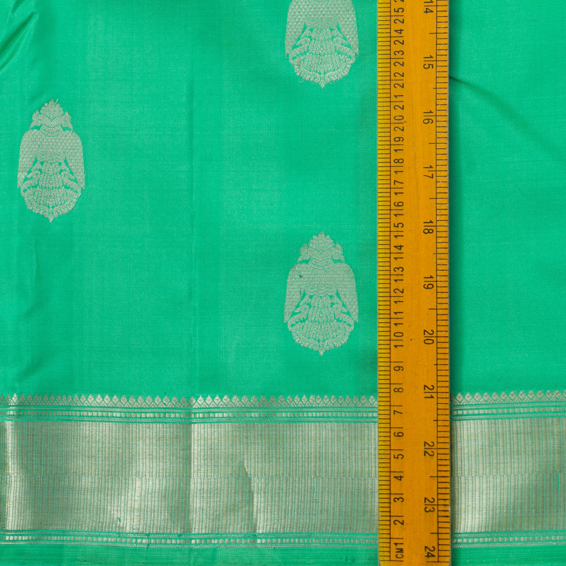 Sea Green Kanchipuram Silk Saree With Silver Zari For Party Wear PV RM 450 - Silk Sari - Panjavarnam PV RM 450