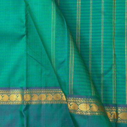 Sea Green Kanjivaram Silk Saree With Medium Border Handwoven Pure Silk For Festival Wear PV J 2934 - Silk Sari - Panjavarnam PV J 2934