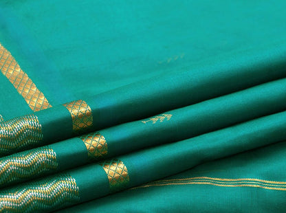 Sea Green Light Weight Kanchipuram Silk Saree Handwoven Pure Silk Pure Zari For Office Wear PV ABI 1222 - Silk Sari - Panjavarnam