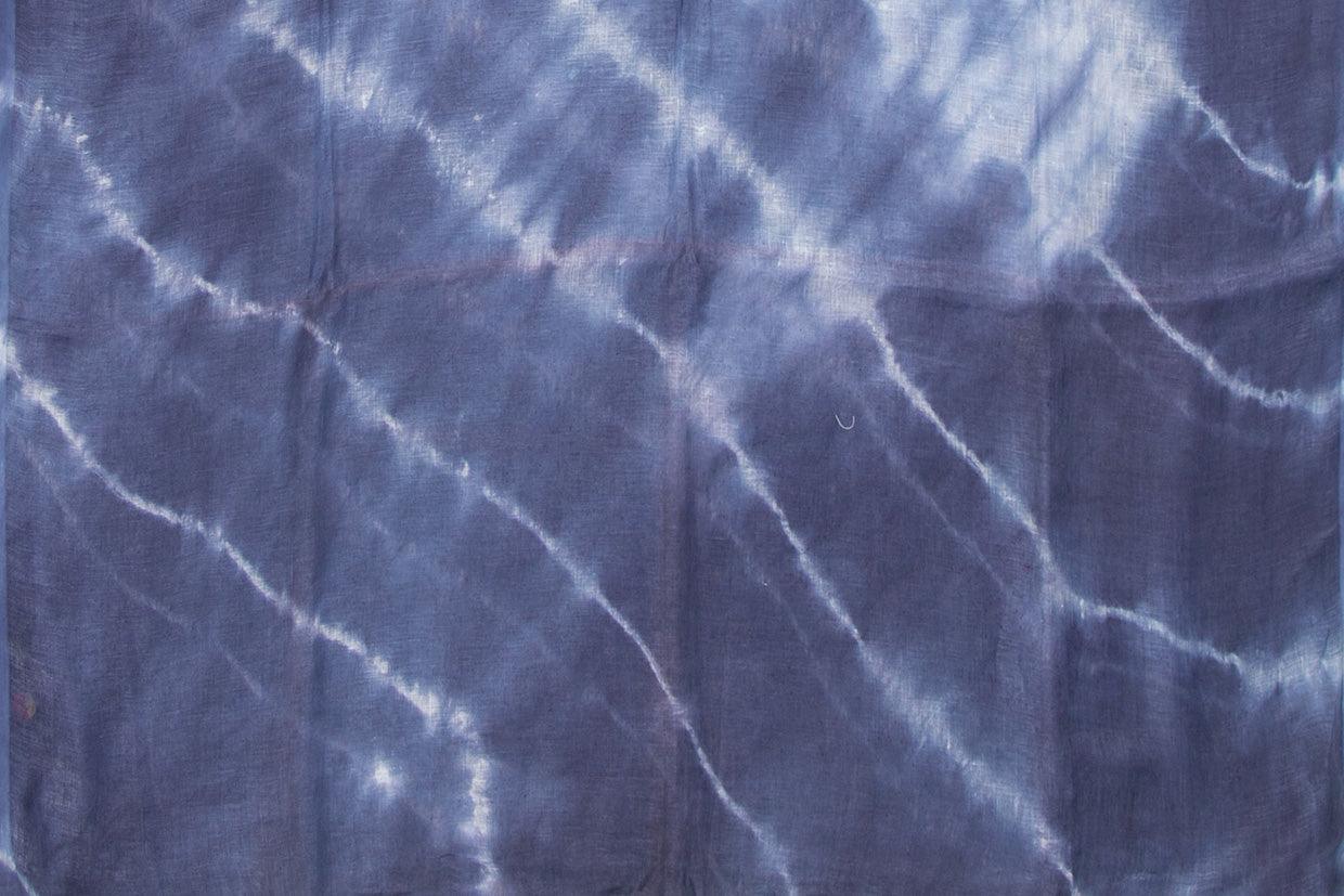 Shibori Blue Pure Linen Saree Handwoven PL 2059 - Linen Sari - Panjavarnam PL 2059