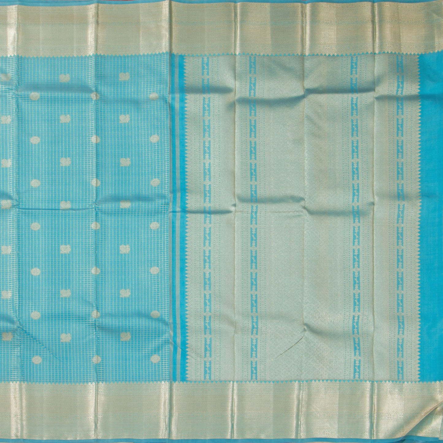 Sky Blue Kanjivaram Silk Saree With Zari Checks For Bridal Wear PV NYC 1255 - Silk Sari - Panjavarnam PV NYC 1255