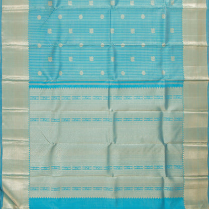 Sky Blue Kanjivaram Silk Saree With Zari Checks For Bridal Wear PV NYC 1255 - Silk Sari - Panjavarnam PV NYC 1255