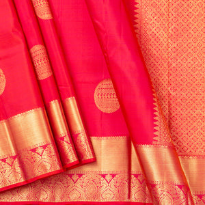 Tomato Red Kanchipuram Silk Saree For Wedding Wear PV NYC 1566 - Silk Sari - Panjavarnam PV NYC 1566