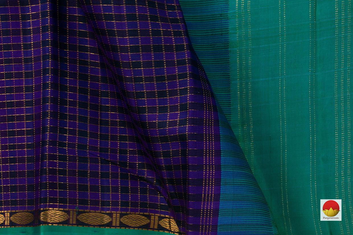 Traditional Kanchipuram Silk Saree With Contrast Blouse Handwoven Pure Silk Pure Zari For Festive Wear PV NYC 692 - Silk Sari - Panjavarnam