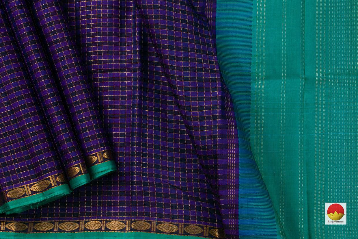 Traditional Kanchipuram Silk Saree With Contrast Blouse Handwoven Pure Silk Pure Zari For Festive Wear PV NYC 692 - Silk Sari - Panjavarnam PV NYC 692