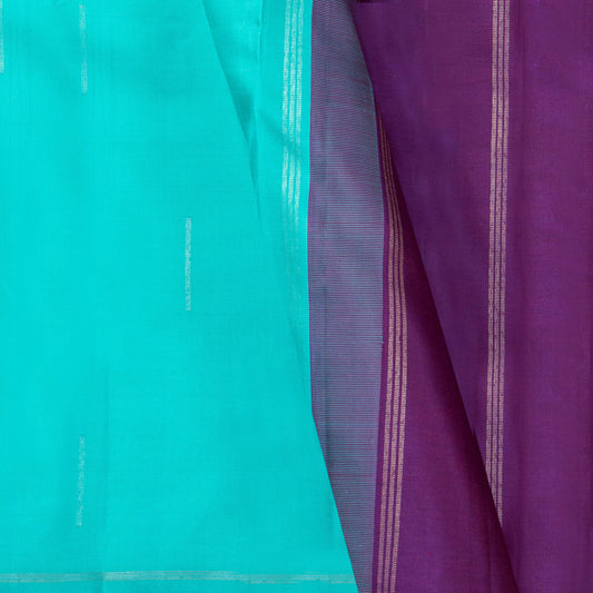 Turquoise And Purple Borderless Kanchipuram Silk Saree For Festive Wear PV NYC 1441 - - Panjavarnam PV NYC 1441