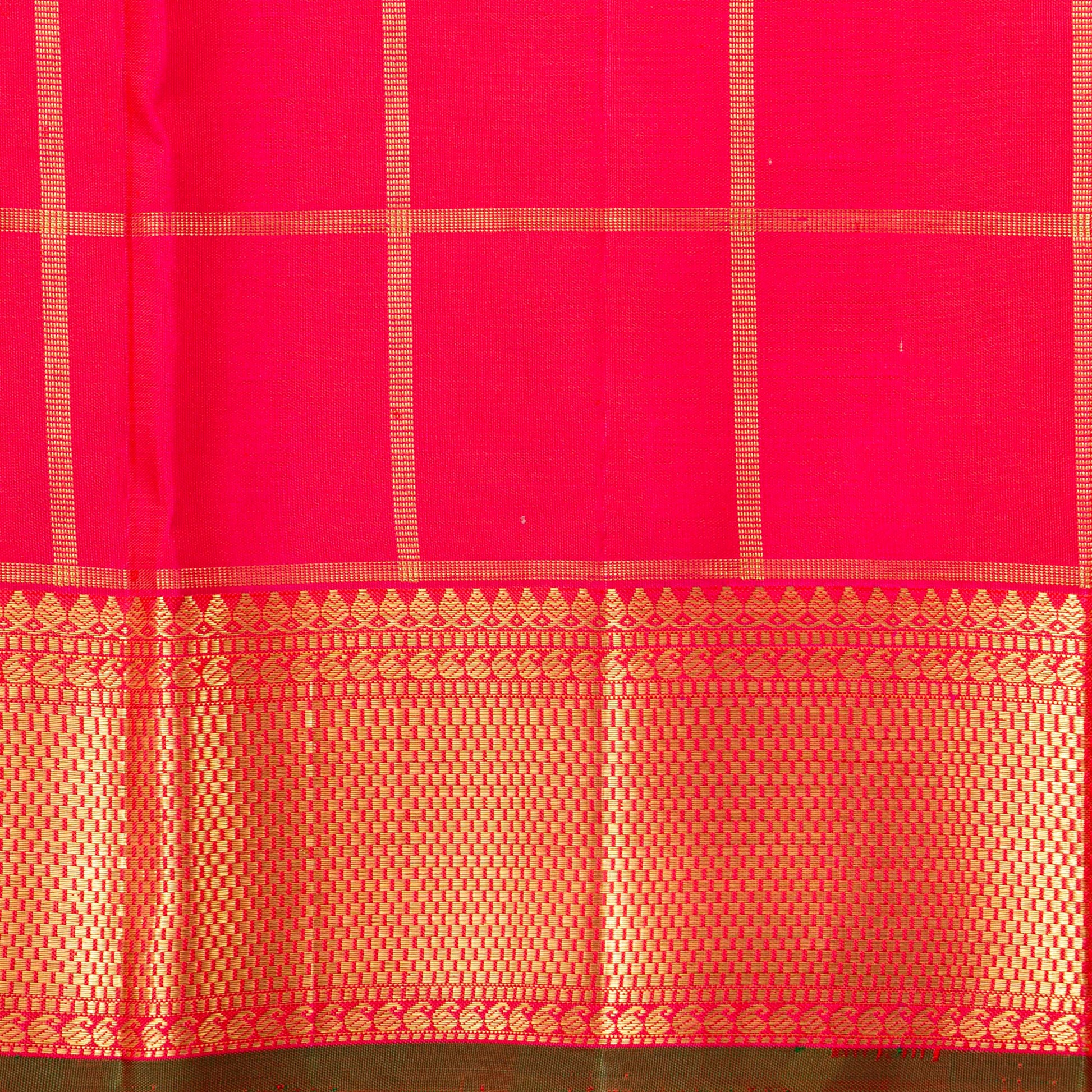 Turquoise And Red Kanchipuram Silk Saree For Wedding Wear PV NYC 1477 - Silk Sari - Panjavarnam PV NYC 1477