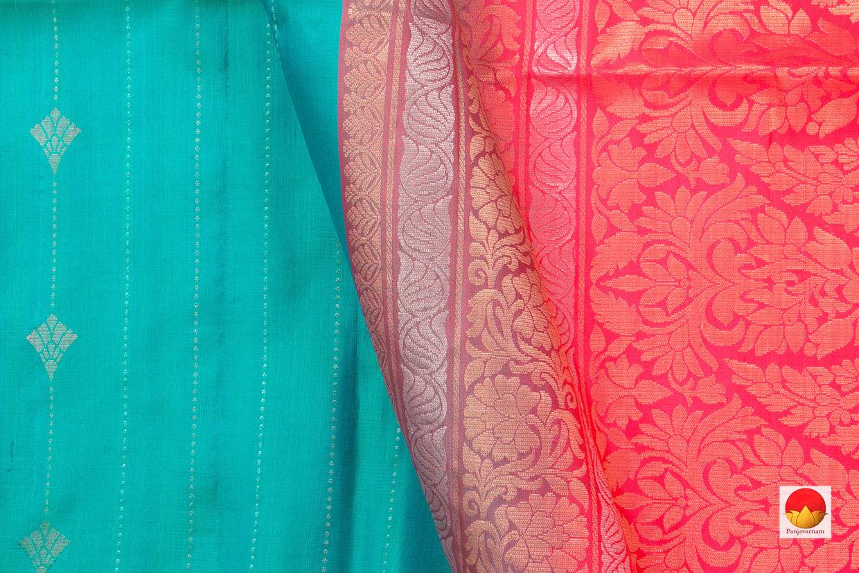 Turquoise Blue Handwoven Soft Silk Saree Pure Silk For Festive Wear PV RSP 120 - Silk Sari - Panjavarnam