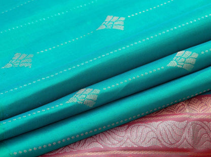 Turquoise Blue Handwoven Soft Silk Saree Pure Silk For Festive Wear PV RSP 120 - Silk Sari - Panjavarnam PV RSP 120