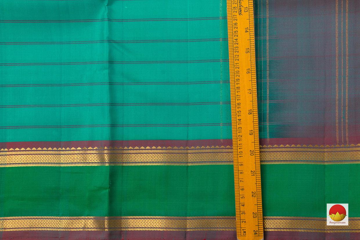 Turquoise Blue Kanchipuram Silk Saree Handwoven Pure Silk Pure Zari For Festive Wear PV NYC 887 - Silk Sari - Panjavarnam PV NYC 887