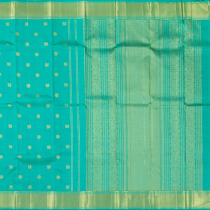 Turquoise Blue Kanjivaram Silk Saree With Short Border For Bridal Wear PV NYC 1253 - Silk Sari - Panjavarnam PV NYC 1253