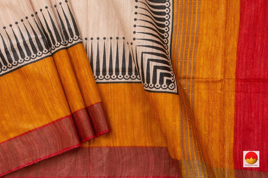 Tussar Silk Saree - Handwoven Pure Silk - PT 723 - Tussar Silk - Panjavarnam