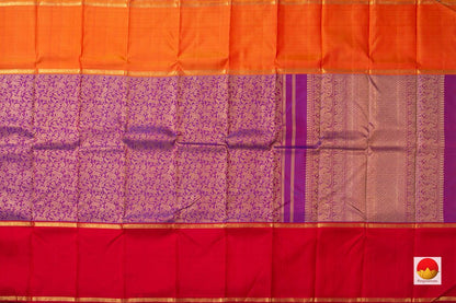Vanasingaram Kanchipuram Silk Saree in Purple With Ganga Jamuna Border Handwoven Pure Silk Pure Zari For Bridal Wear PV NYC 949 - Silk Sari - Panjavarnam