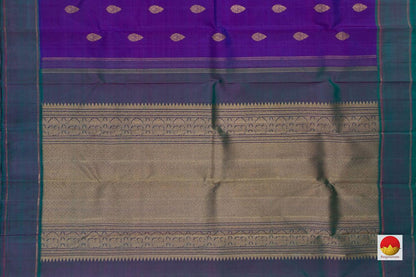 Violet And Green Dual Shade Original Kanchipuram Silk Saree With A Blue Rettai Pettu Border Handwoven Pure Silk Pure Zari For Festive Wear PV GTA 34 - Silk Sari - Panjavarnam