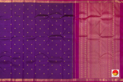 Violet And Magenta Kanchipuram Silk Saree Handwoven Pure Silk Pure Zari For Festive Wear PV GTA 86 - Silk Sari - Panjavarnam