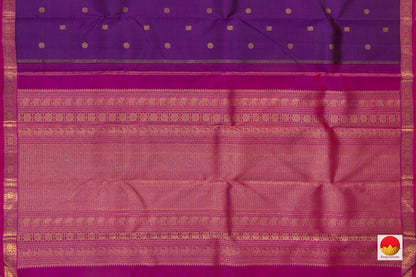 Violet And Magenta Kanchipuram Silk Saree Handwoven Pure Silk Pure Zari For Festive Wear PV GTA 86 - Silk Sari - Panjavarnam