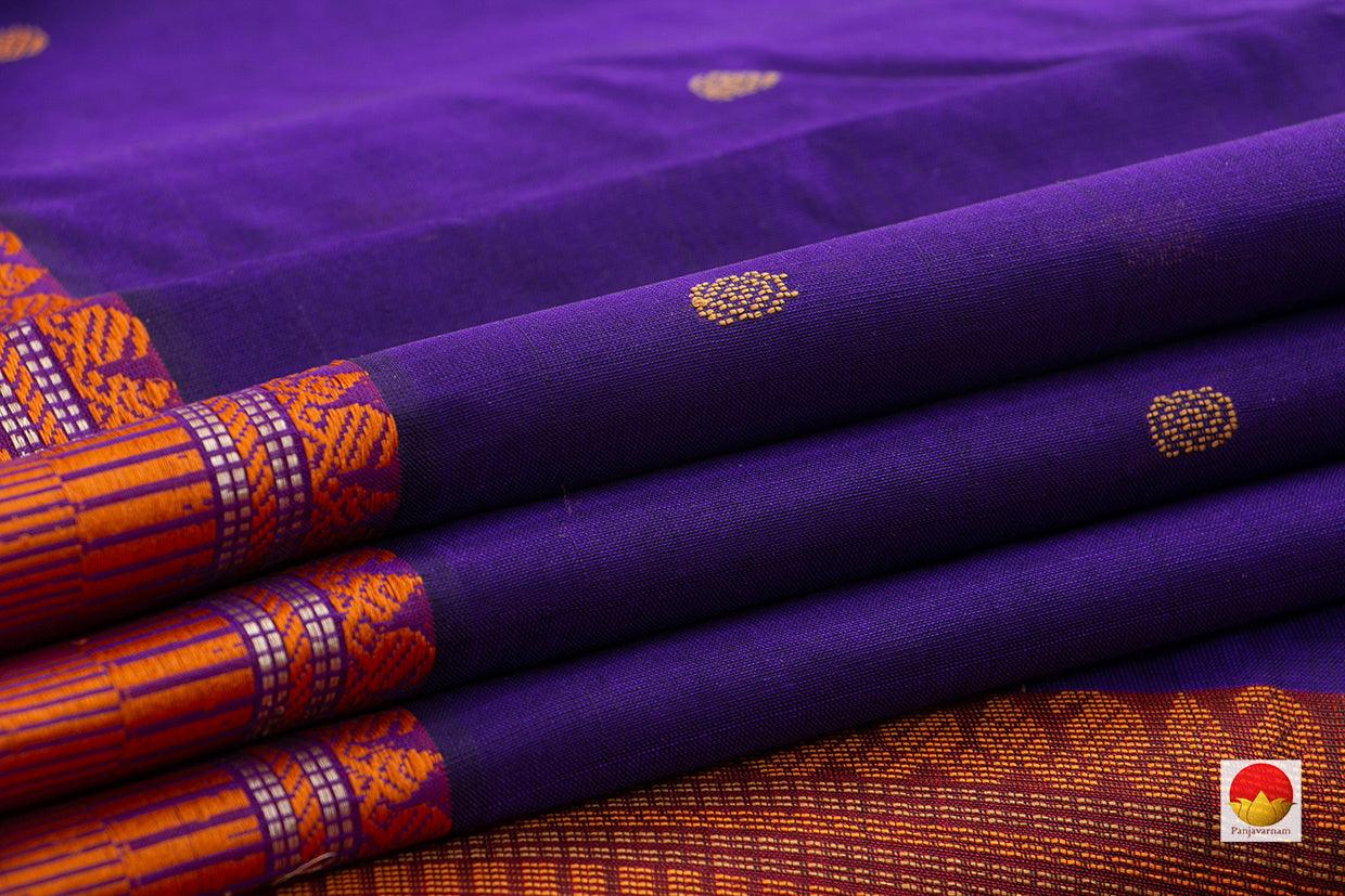 Violet And Red Kanchi Silk Cotton Saree With Silk Thread Work Handwoven For Office Wear PV KSC 1194 - Cotton Saree - Panjavarnam