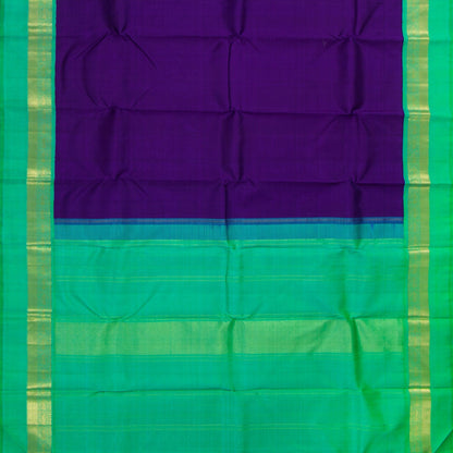 Violet And Sea Green Kanchipuram Silk Saree With Medium Border Handwoven Pure Silk For Festive Wear PV NYC 1182 - Silk Sari - Panjavarnam PV NYC 1182