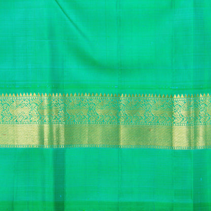 Violet And Sea Green Kanchipuram Silk Saree With Medium Border Handwoven Pure Silk For Festive Wear PV NYC 1182 - Silk Sari - Panjavarnam PV NYC 1182