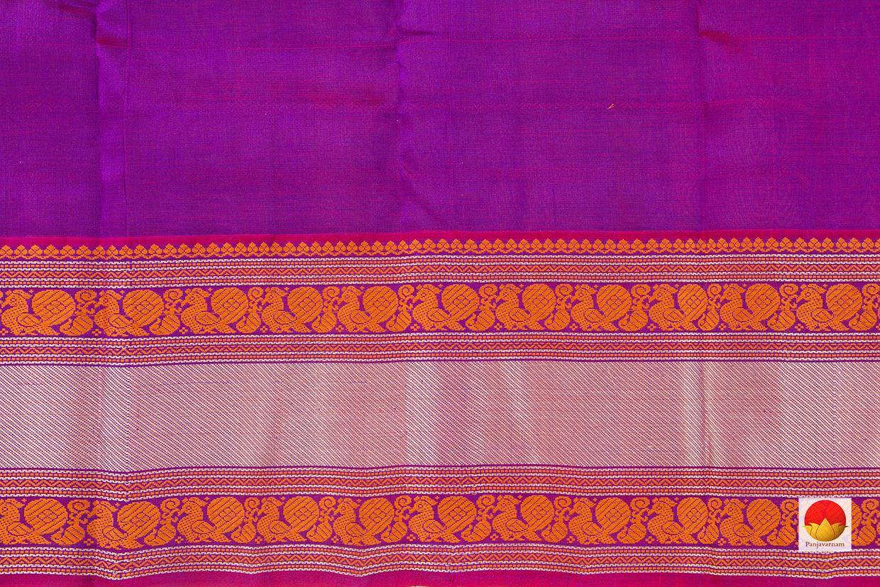 Violet Kanchi Silk Cotton Saree With Veldhari Stripes Handwoven For Office Wear PV KSC 1198 - Silk Cotton - Panjavarnam