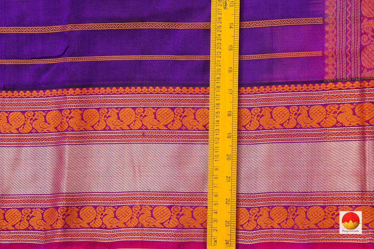 Violet Kanchi Silk Cotton Saree With Veldhari Stripes Handwoven For Office Wear PV KSC 1198 - Silk Cotton - Panjavarnam PV KSC 1198`