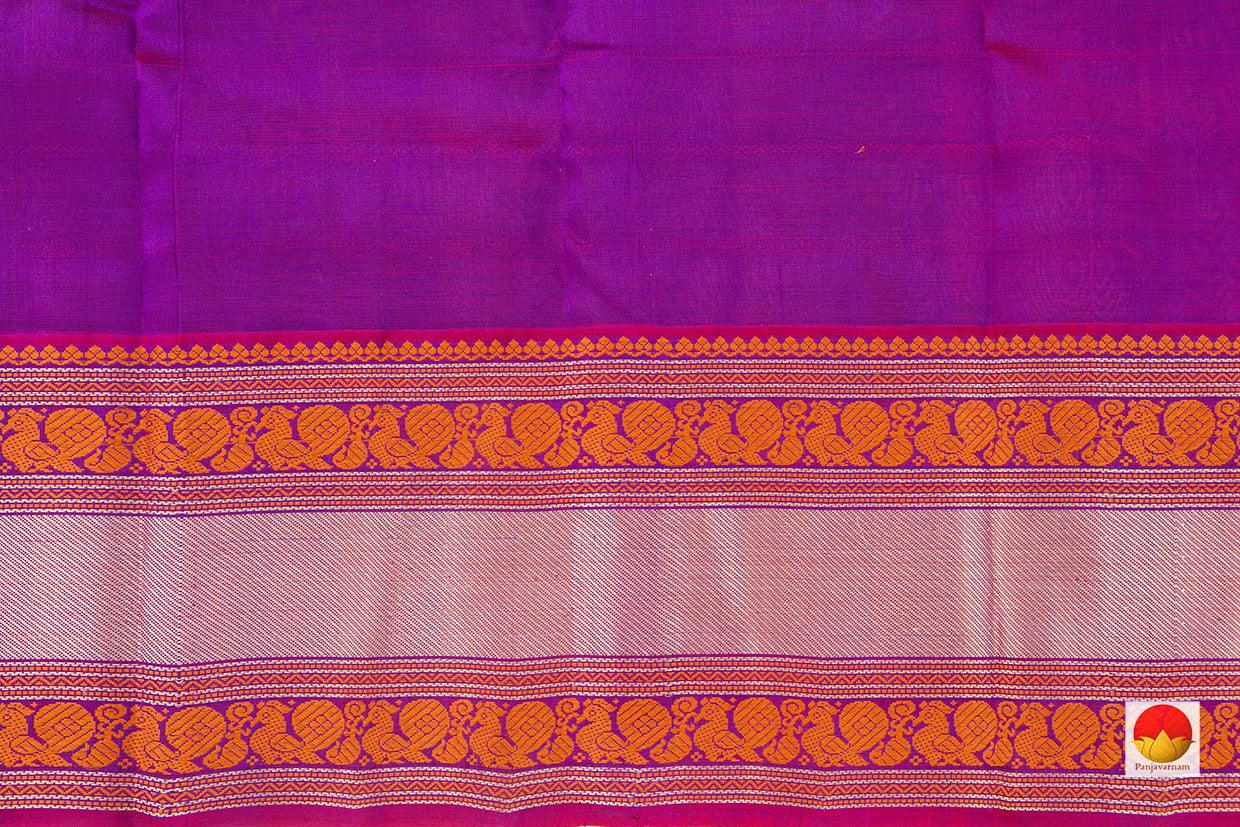 Violet Kanchi Silk Cotton Saree With Veldhari Stripes Handwoven For Office Wear PV KSC 1198 - Silk Cotton - Panjavarnam PV KSC 1198`