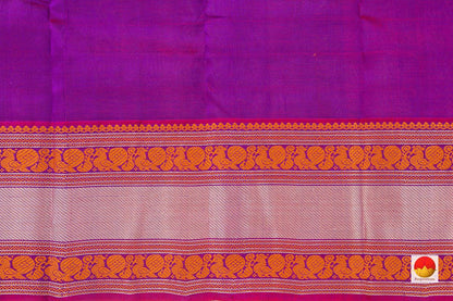 Violet Kanchi Silk Cotton Saree With Veldhari Stripes Handwoven For Office Wear PV KSC 1198 - Silk Cotton - Panjavarnam PV KSC 1198`