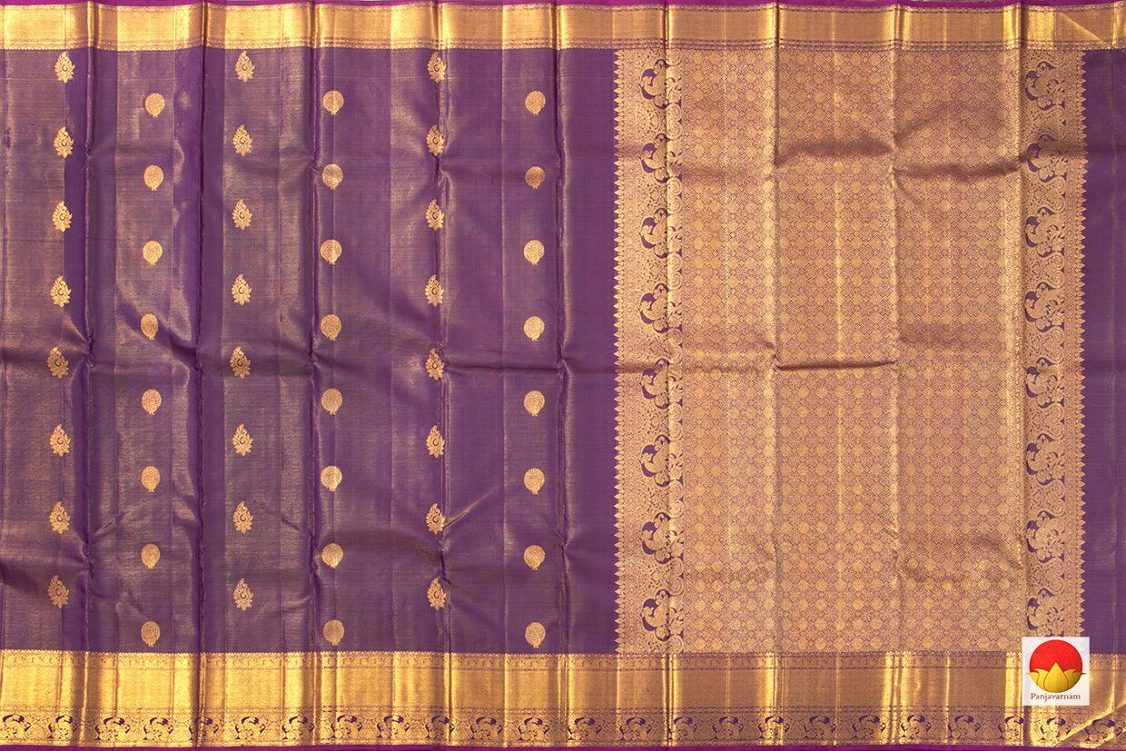 Violet Kanchipuram Vairaoosi Silk Saree With Morning Evening Border Handwoven Pure Silk For Wedding Wear PV NYC 1047 - Silk Sari - Panjavarnam PV NYC 1047