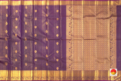 Violet Kanchipuram Vairaoosi Silk Saree With Morning Evening Border Handwoven Pure Silk For Wedding Wear PV NYC 1047 - Silk Sari - Panjavarnam PV NYC 1047