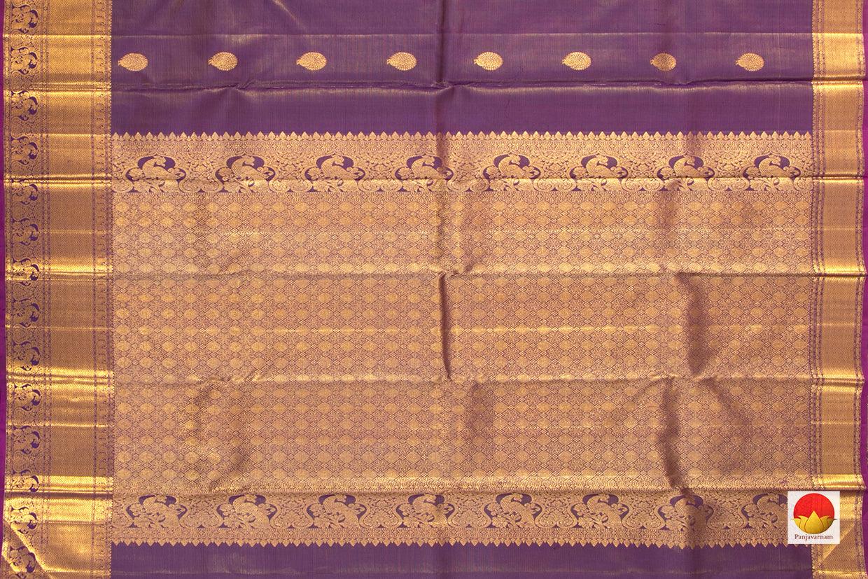 Violet Kanchipuram Vairaoosi Silk Saree With Morning Evening Border Handwoven Pure Silk For Wedding Wear PV NYC 1047 - Silk Sari - Panjavarnam PV NYC 1047