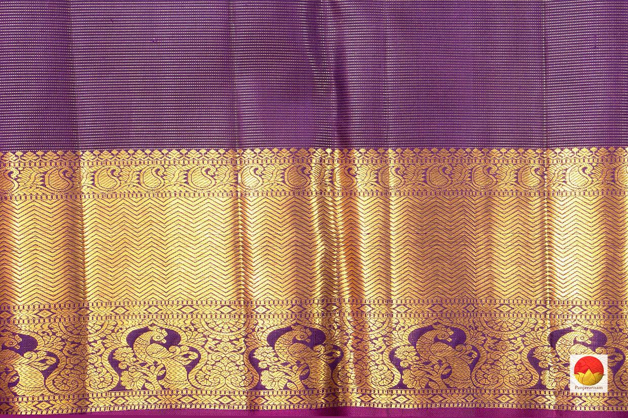 Violet Kanchipuram Vairaoosi Silk Saree With Morning Evening Border Handwoven Pure Silk For Wedding Wear PV NYC 1047 - Silk Sari - Panjavarnam PV NYC 1047