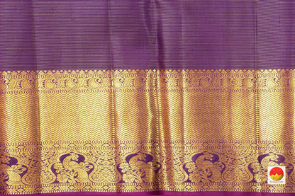 Violet Kanchipuram Vairaoosi Silk Saree With Morning Evening Border Handwoven Pure Silk For Wedding Wear PV NYC 1047 - Silk Sari - Panjavarnam PV NYC 1047