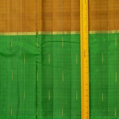 Violet, Mustard And Green Mubbagam Kanchipuram Silk Saree For Festive Wear PV 2051 - Silk Sari - Panjavarnam pv 2051