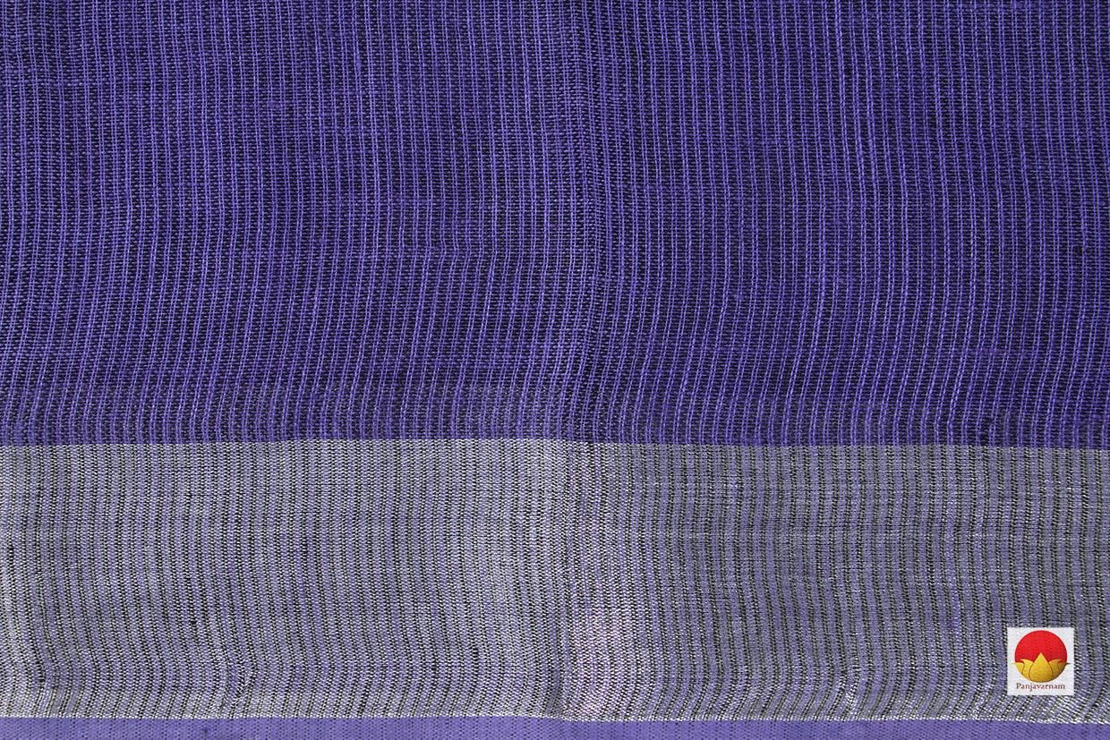 Violet Pure Linen Saree With Silver Zari Border Handwoven PL 2013 - Linen Sari - Panjavarnam
