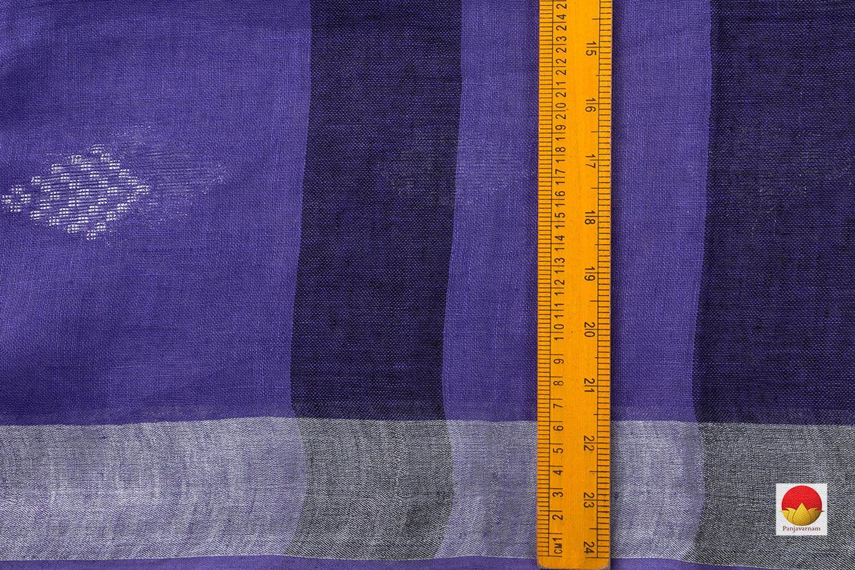 Violet Pure Linen Saree With Silver Zari Border Handwoven PL 2013 - Linen Sari - Panjavarnam PL 2013