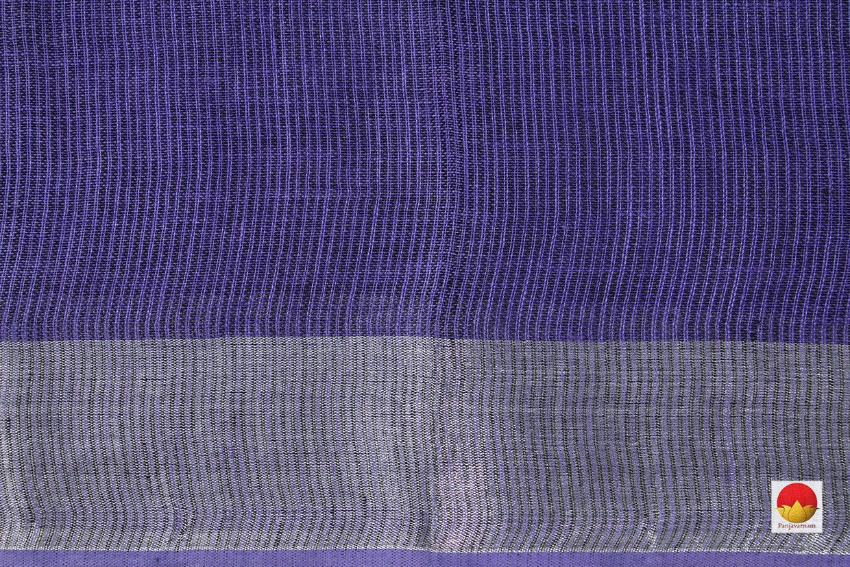 Violet Pure Linen Saree With Silver Zari Border Handwoven PL 2013 - Linen Sari - Panjavarnam PL 2013