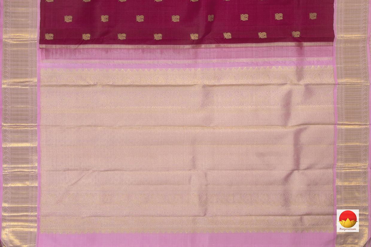 Wine And Pink Kanchipuram Silk Saree Handwoven Pure Silk Pure Zari For Wedding Wear PV NYC 790 - Silk Sari - Panjavarnam