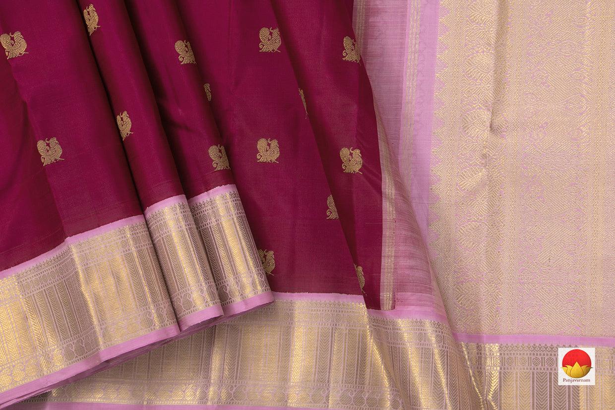 Wine And Pink Kanchipuram Silk Saree Handwoven Pure Silk Pure Zari For Wedding Wear PV NYC 790 - Silk Sari - Panjavarnam PV NYC 790